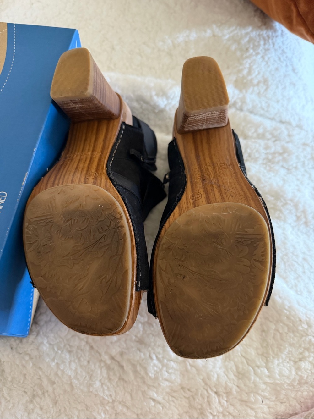 Dansko Black Leather Clog Mules with Buckle Strap - Picture 2 of 5